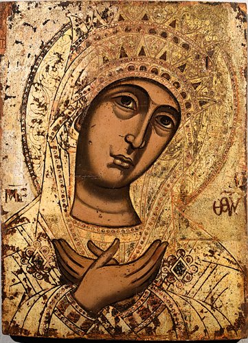 Antica Icona Greca "La Vergine annunciata"